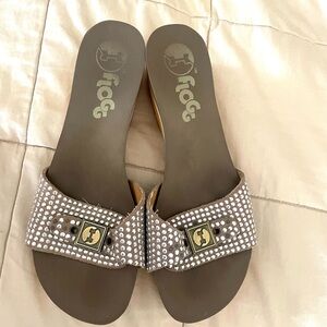 Suede studded sandal wedges size 9